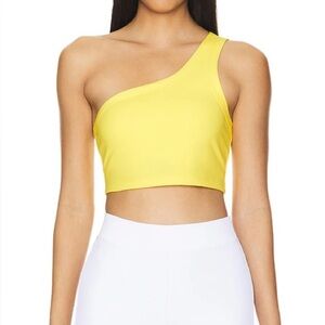 Spiritual Gangster Cruz One Shoulder Tank Sunflower Yellow Crop Top NWT Large